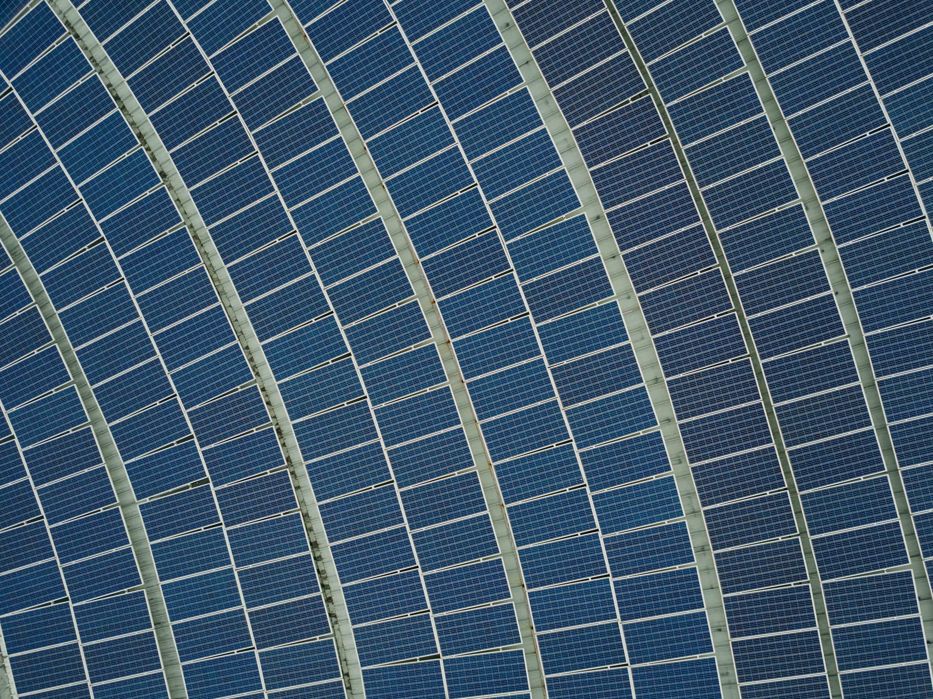 blue solar panel lot